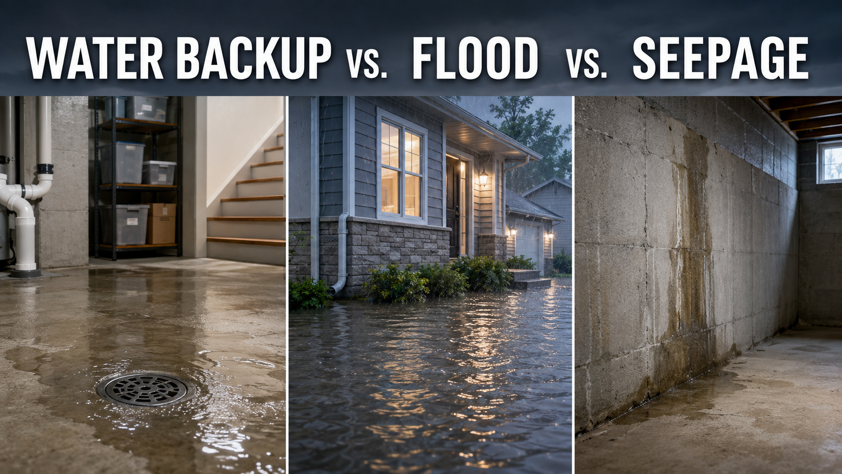 Water backup, flood, and seepage comparison